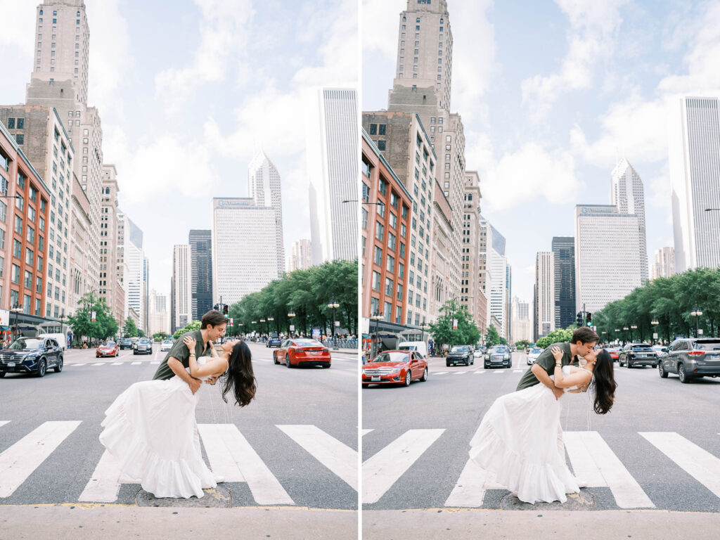 how to achieve iconic crosswalk kiss photos; how to take a crosswalk photo
