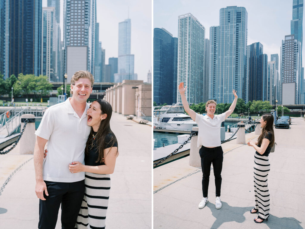 Chicago lakefront surprise proposal photography