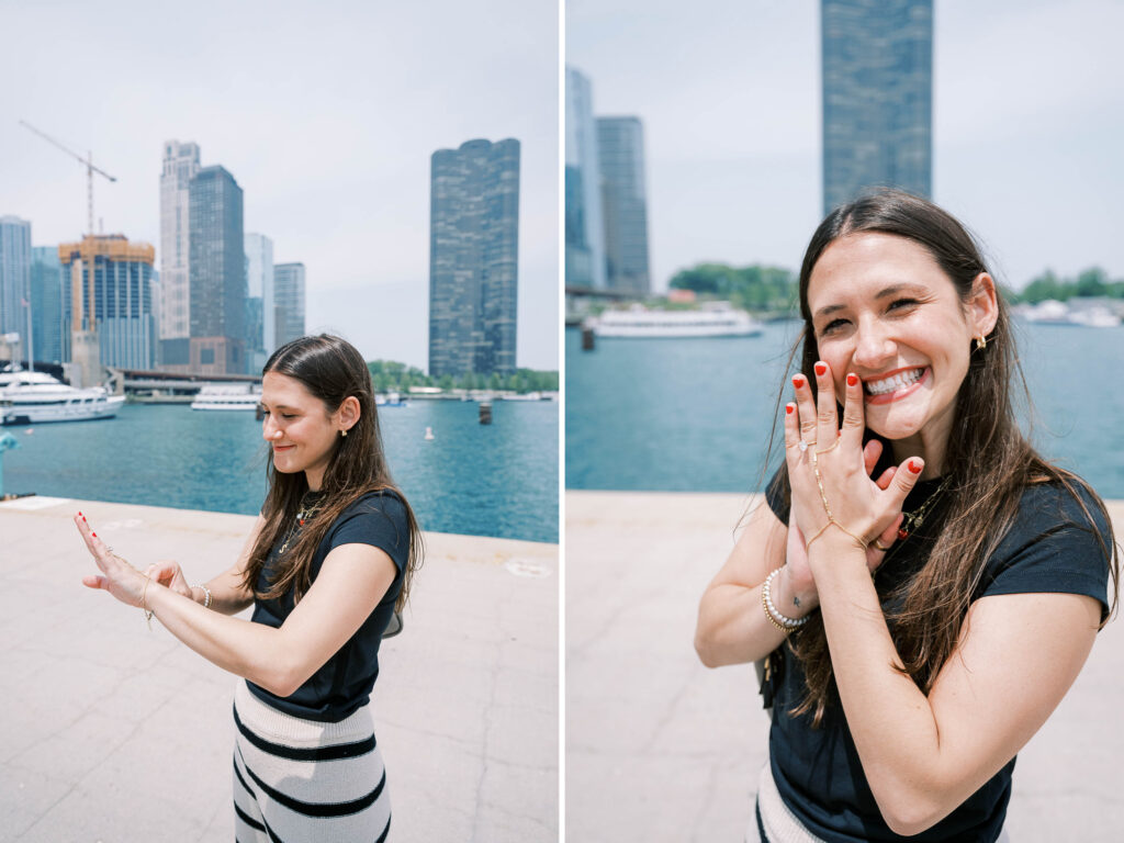 Chicago lakefront surprise proposal photography