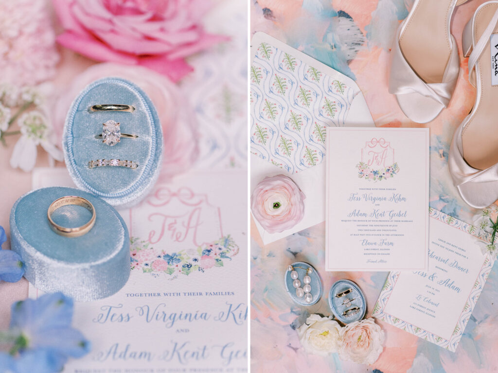 loose wildflower pastels for garden party summer wedding; pink and blue wedding