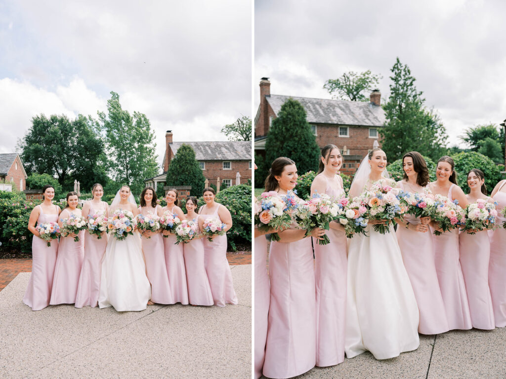 soft pink bridesmaids' dresses