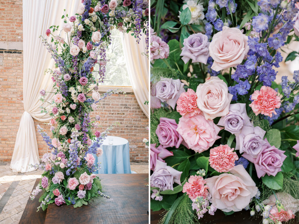 floral design at Bridgeport Art Center Sculpture Garden wedding in Chicago