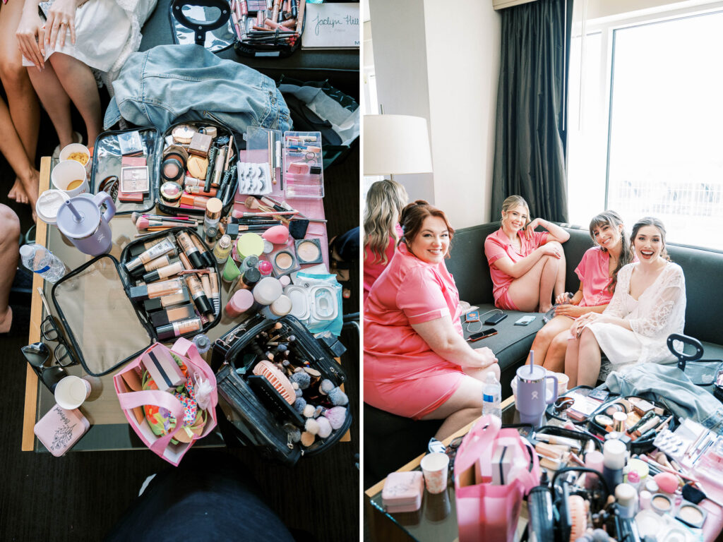 bridal party getting ready