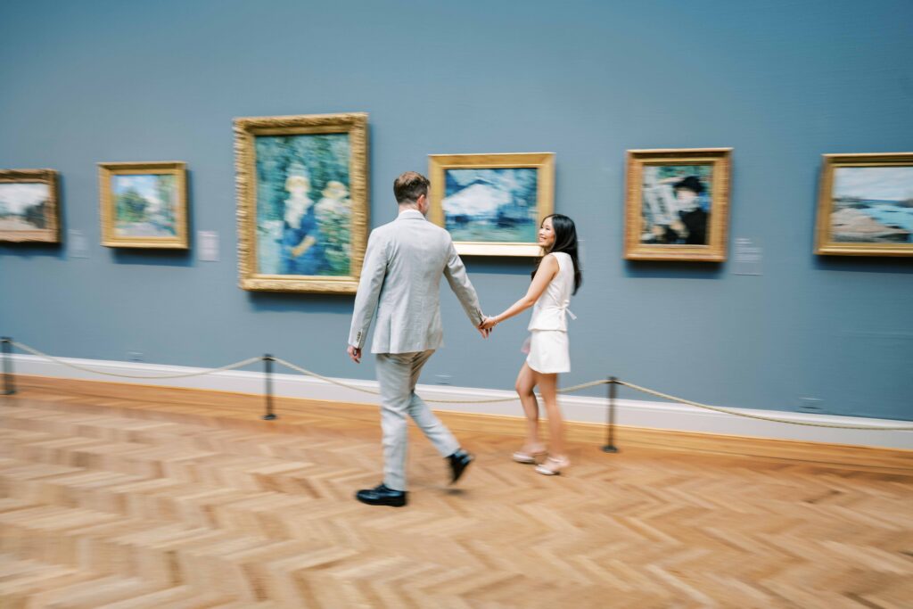 Editorial Chicago elopement photography at the Art Institute of Chicago; motion blur fine art photography