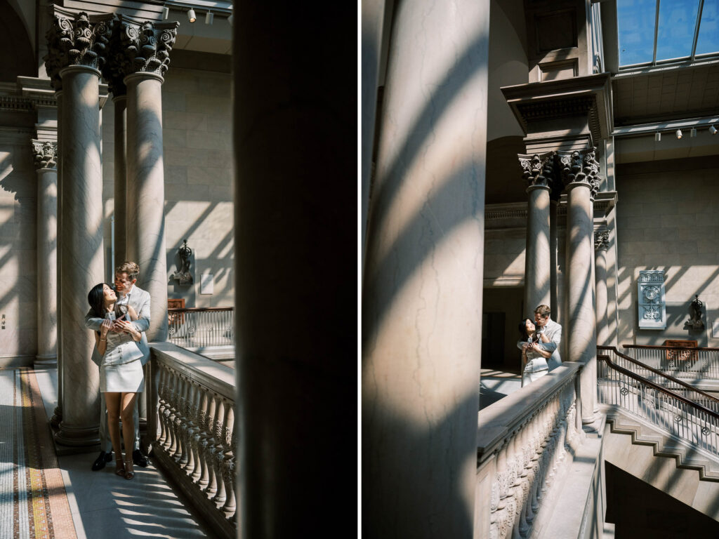 Editorial Chicago elopement photography at the Art Institute of Chicago glass atrium