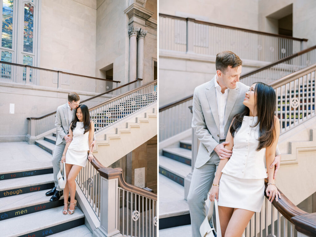 Editorial Chicago elopement photography at the Art Institute of Chicago glass atrium