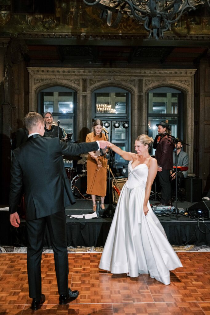 wedding reception portraits at the InterContinental Chicago Magnificent Mile