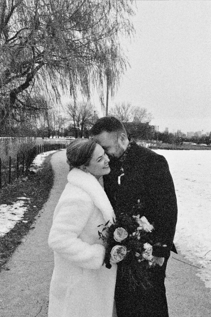 black and white outdoor elopement photos on film