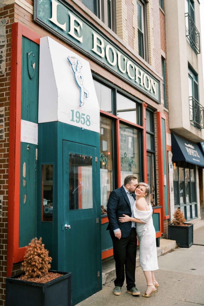 dinner reception at Le Bouchon; two part wedding, elope now celebrate later