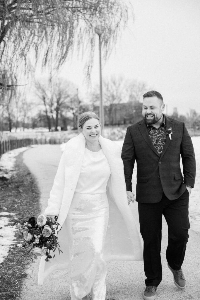 black and white elopement photos