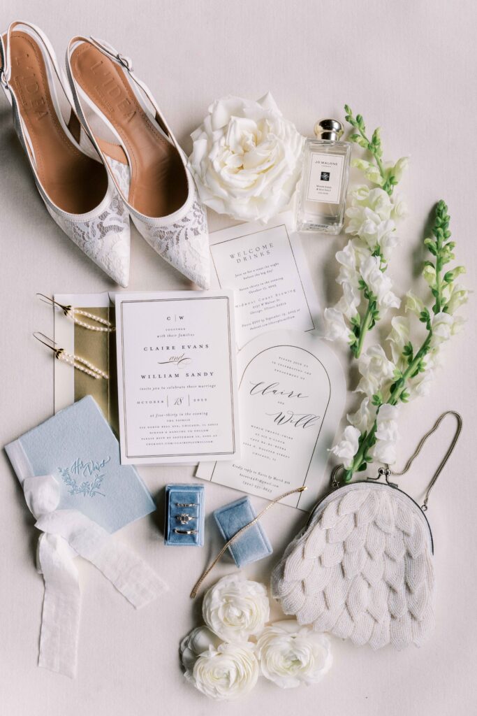 lay flat wedding stationery and wedding detail photo layouts