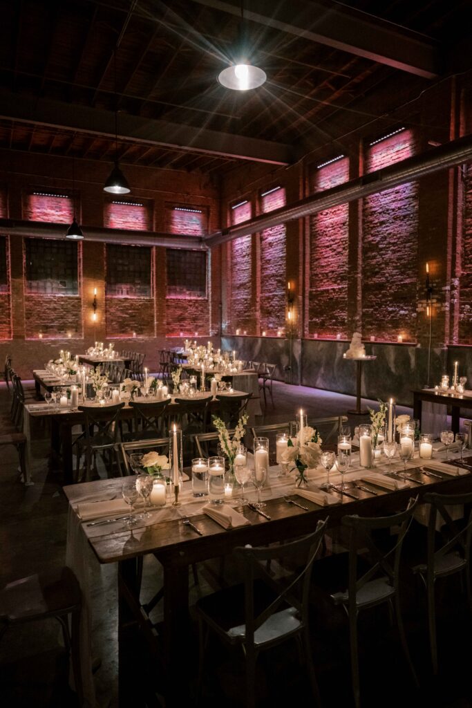 minimalist wedding at The Fairlie Chicago with uplighting