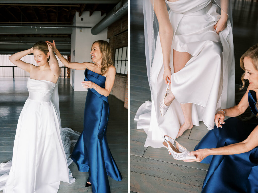 mother daughter wedding day getting ready photos